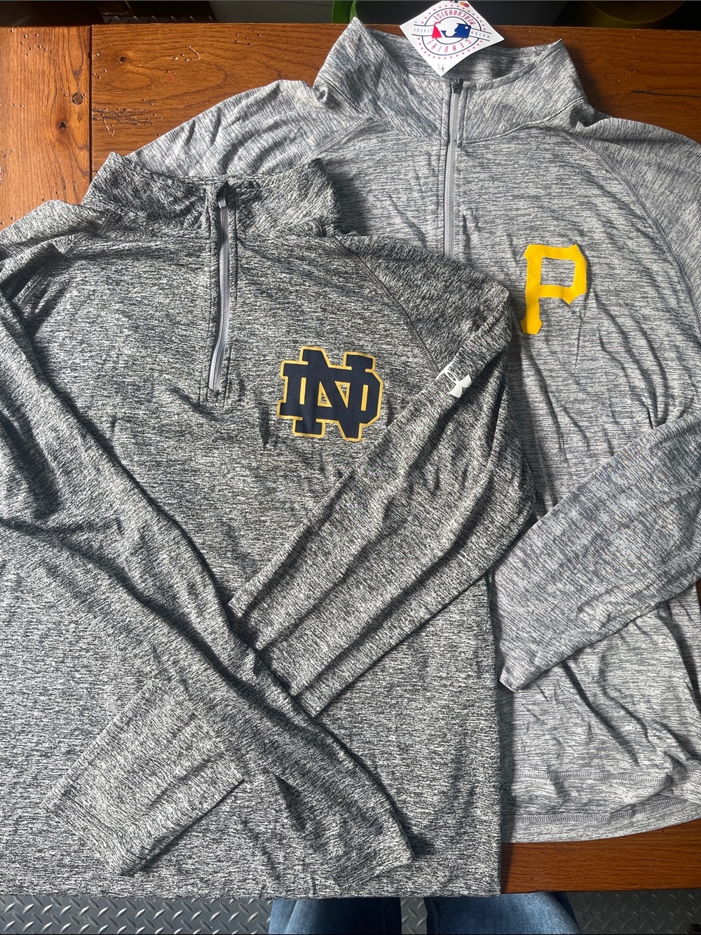 Gray Notre Dame/Pirates Quarter-Zip Performance Sweaters